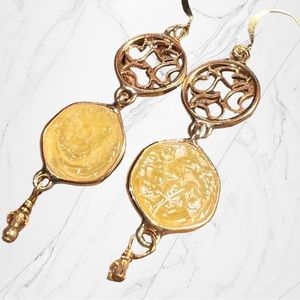 OOAK Artisan lemon drop and crystal pendant earrings by Susan A Ray